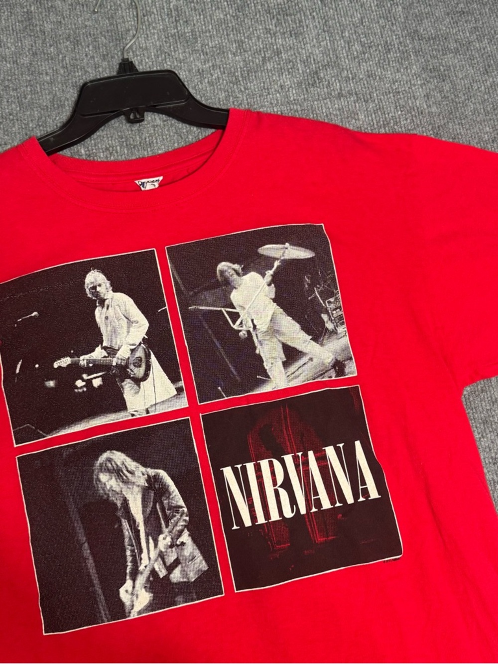 Nirvana Graphic Tee Red XL 2012 Live Photo Grid Grunge Band Shirt Anvil Y2K Alt
